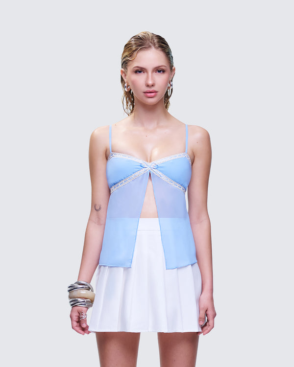 Finesse Norma Baby Blue Chiffon Cami Top