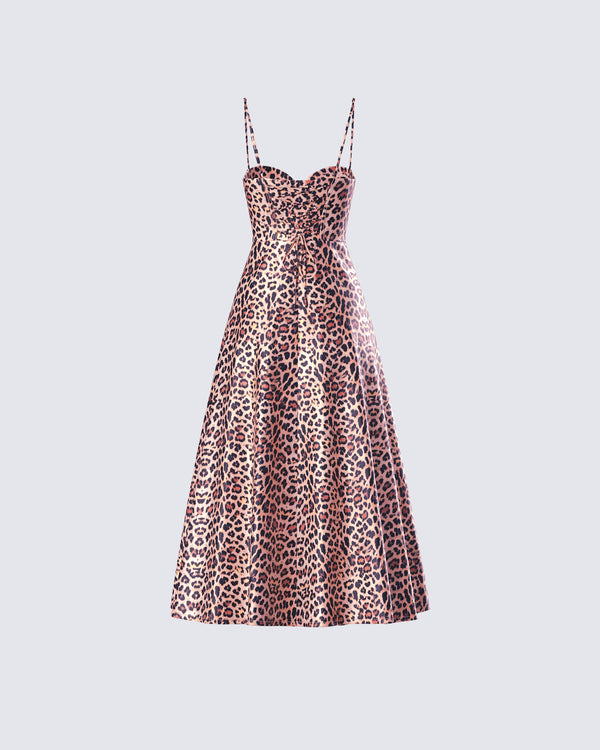 Finesse Novella Leopard Print Midi Dress