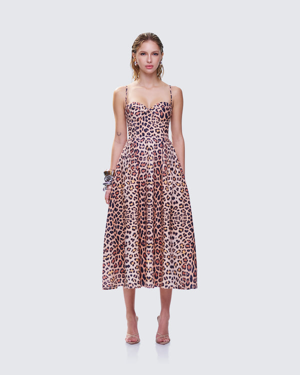 Finesse Novella Leopard Print Midi Dress