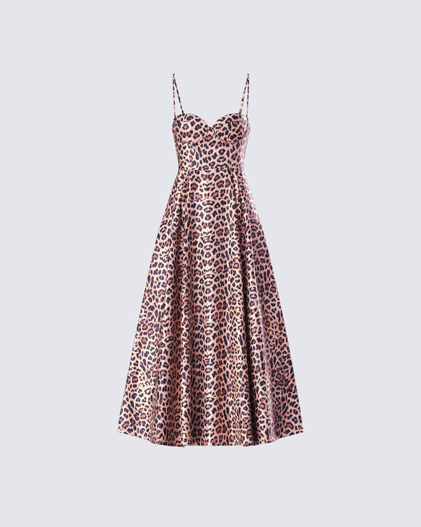 finesse Novella Leopard Print Midi Dress