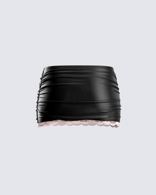 Finesse Novo Black Vegan Leather Skirt