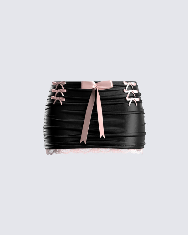 finesse Novo Black Vegan Leather Skirt