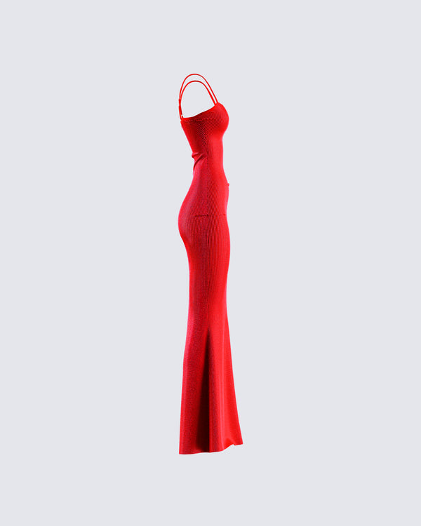Finesse Numa Red Rhinestone Gown