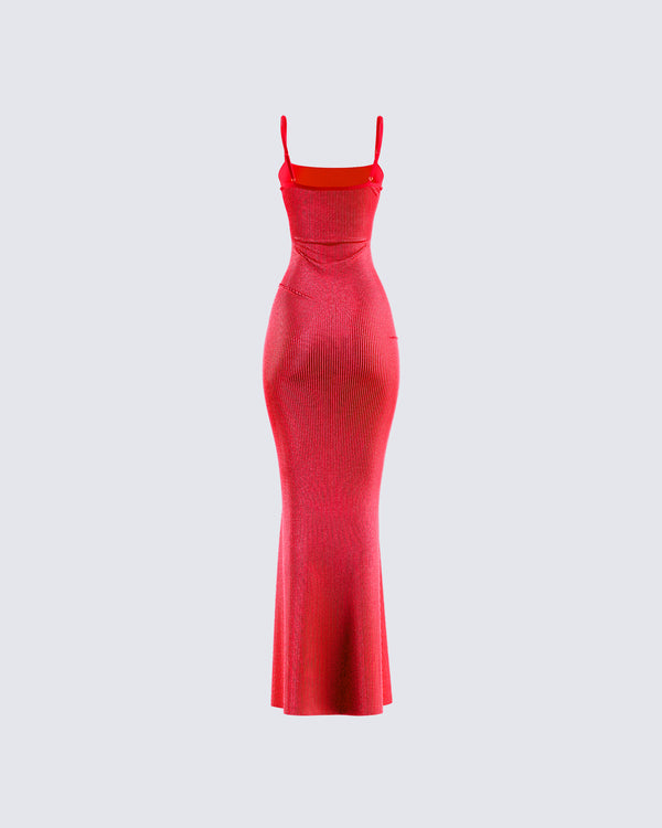 Finesse Numa Red Rhinestone Gown