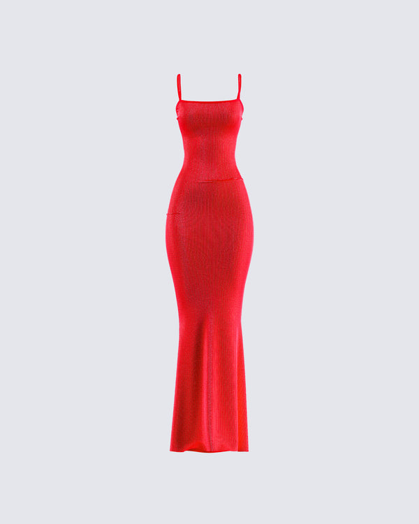 finesse Numa Red Rhinestone Gown