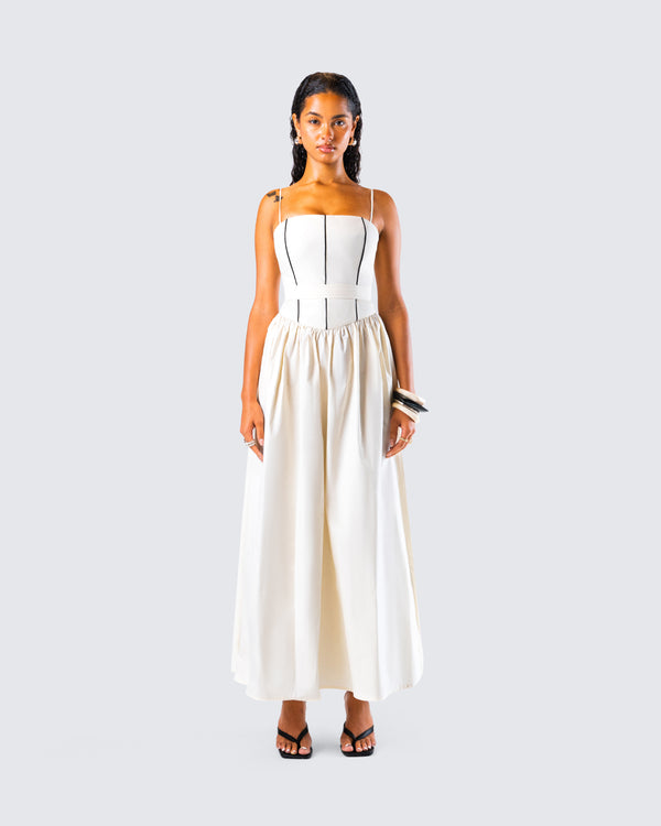 Finesse Nya Ivory Cotton Maxi Dress