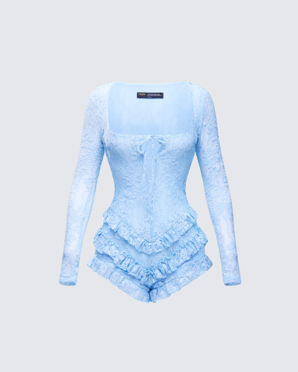 finesse Oceane Blue Ruffle Edge Romper