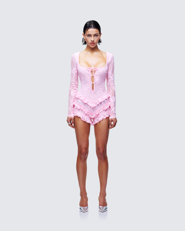 Finesse Oceane Pink Ruffle Edge Romper