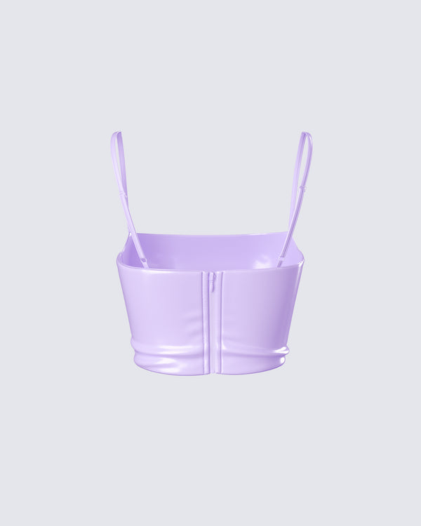 Finesse Odalis Lilac Vegan Leather Crop Top