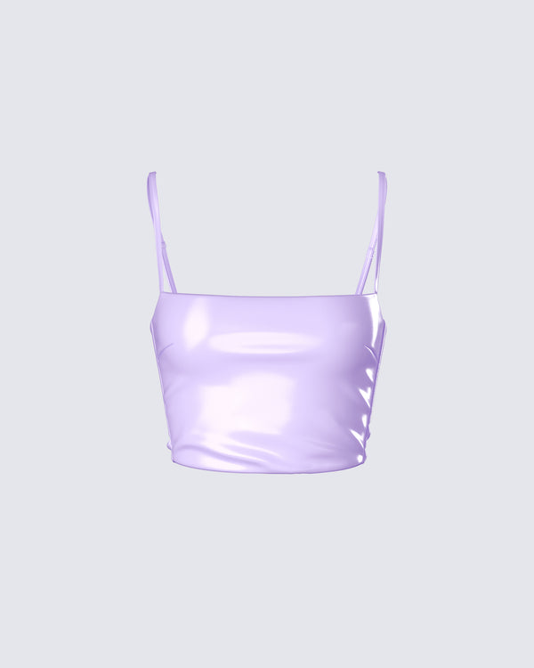 finesse Odalis Lilac Vegan Leather Crop Top