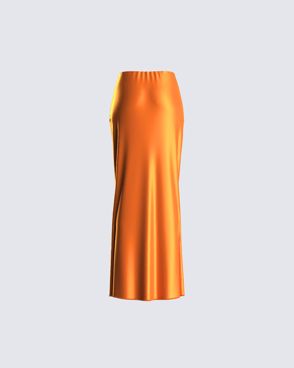 Finesse Odette Orange Satin Maxi Skirt