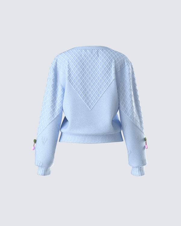 Finesse Olea Lavender Cherry Trim Cardigan