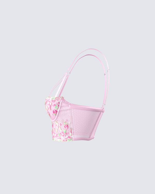 Finesse Olivia Pink Flower Corset Top