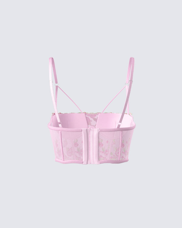Finesse Olivia Pink Flower Corset Top
