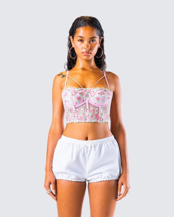 Finesse Olivia Pink Flower Corset Top