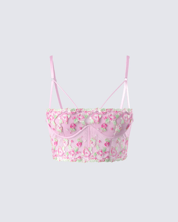 finesse Olivia Pink Flower Corset Top