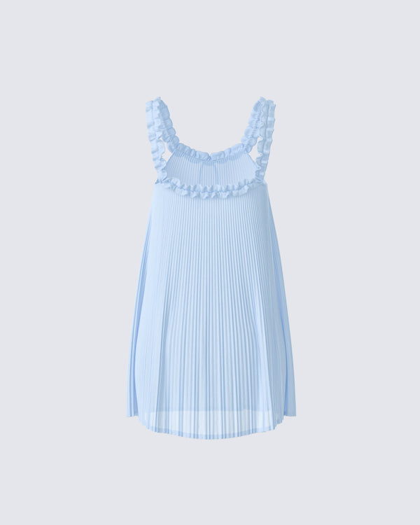 Finesse Olwen Baby Blue Plisse Mini Dress
