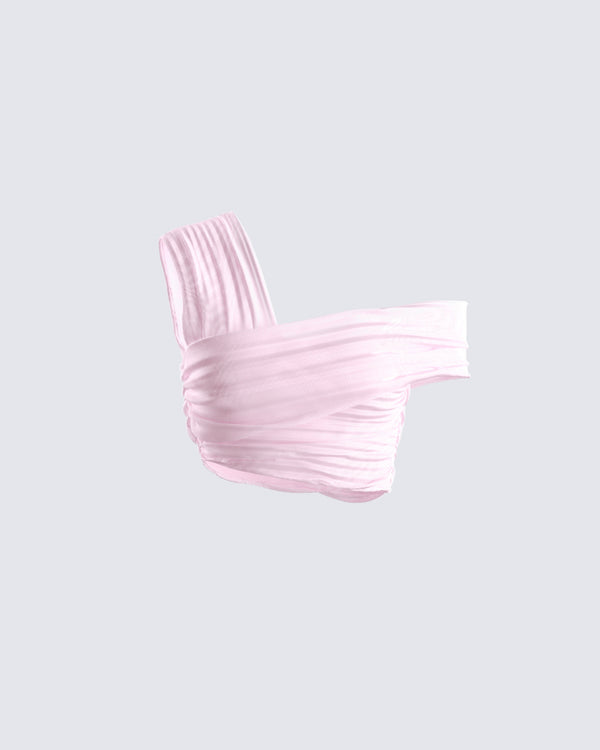 finesse Omid Pink Asymmetrical Mesh Top