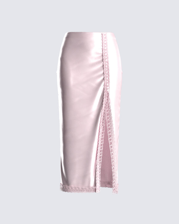finesse Orana Pink Satin Lace Skirt