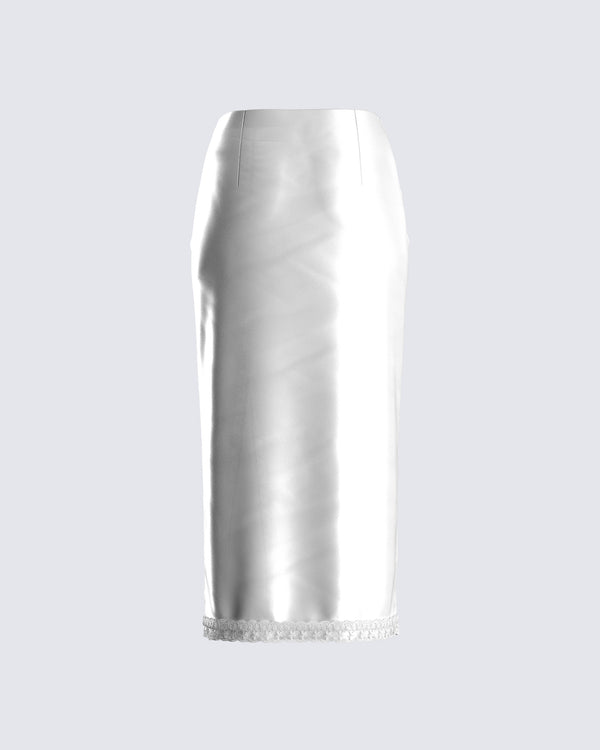 Finesse Orana White Satin Lace Skirt