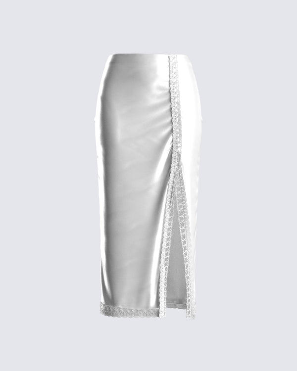 finesse Orana White Satin Lace Skirt
