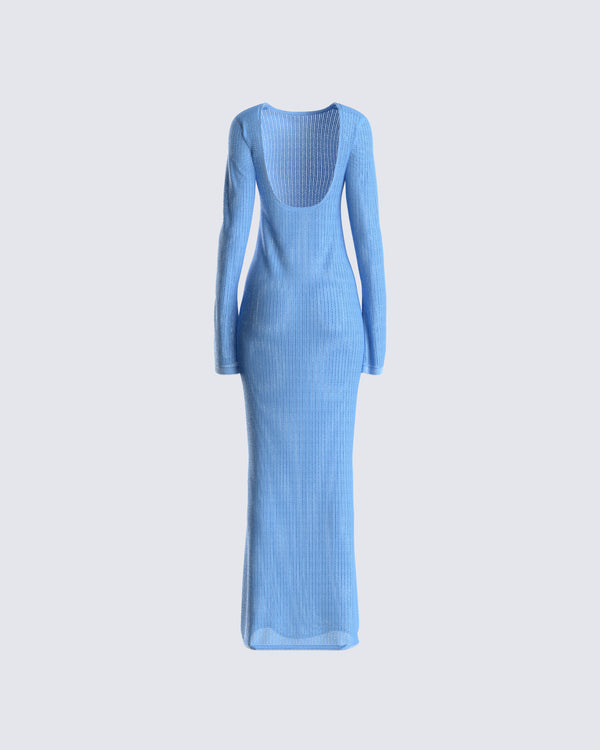 Finesse Oren Blue Sweater Knit Dress