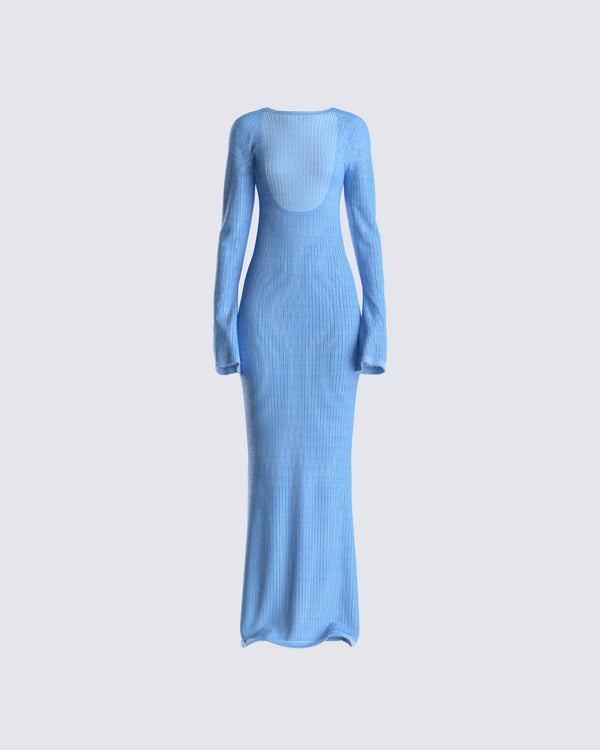 finesse Oren Blue Sweater Knit Dress