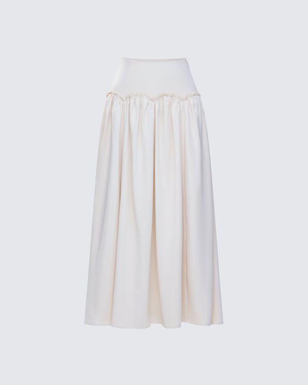 finesse Orla Cream Ruched Maxi Skirt