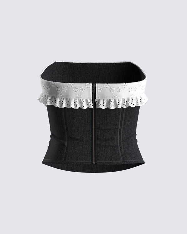 Finesse Padma Multi Eyelet Denim Tube Top