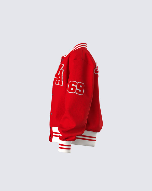 Finesse Palmer Red Varsity Jacket