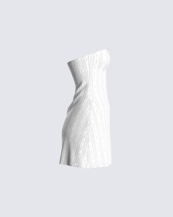 Finesse Paloma White Pointelle Mini Dress