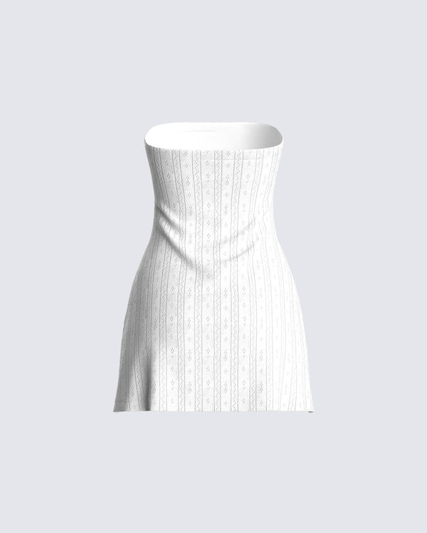 Finesse Paloma White Pointelle Mini Dress