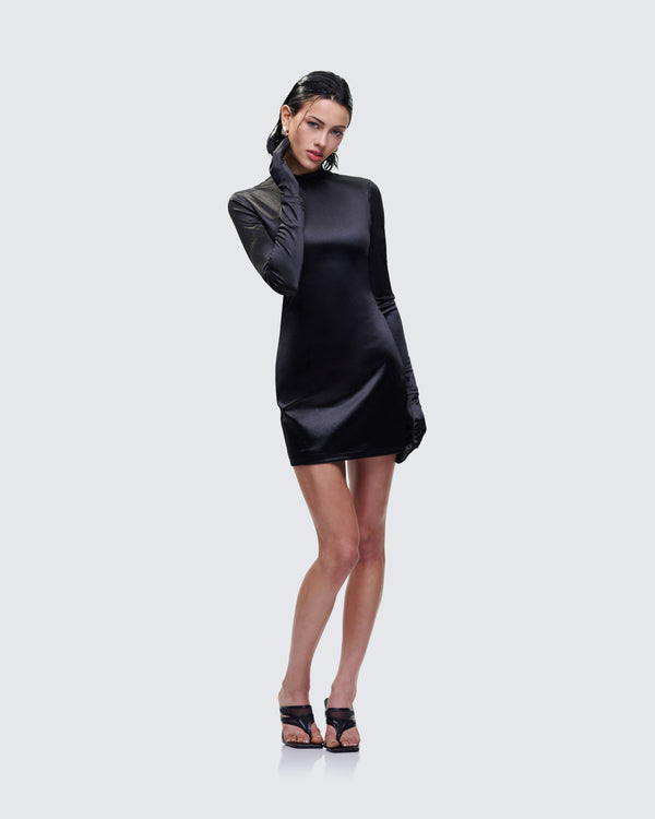 Finesse Pam Black Mini Dress & Gloves