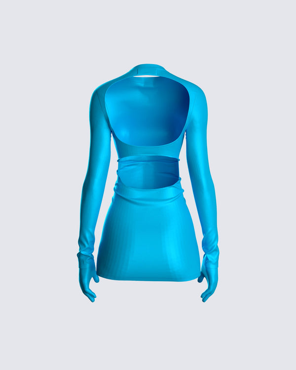 Finesse Pam Blue Mini Dress & Gloves