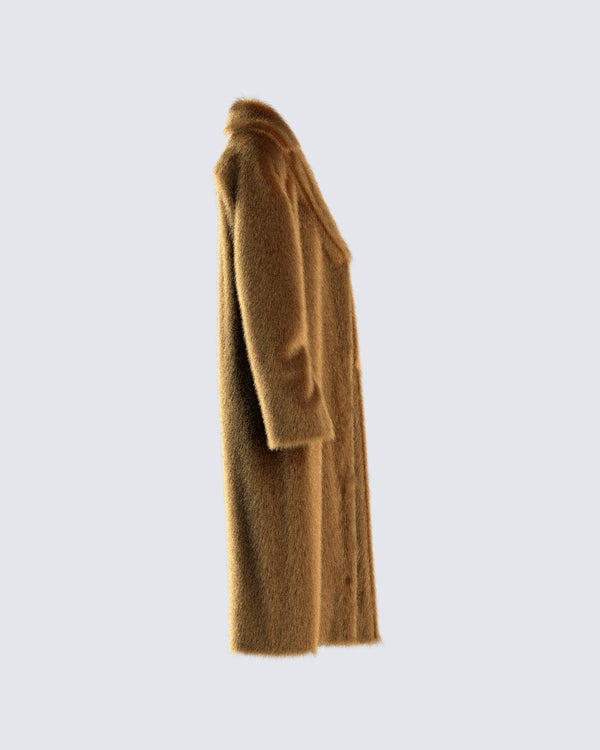 Finesse Parker Camel Vegan Fur Coat