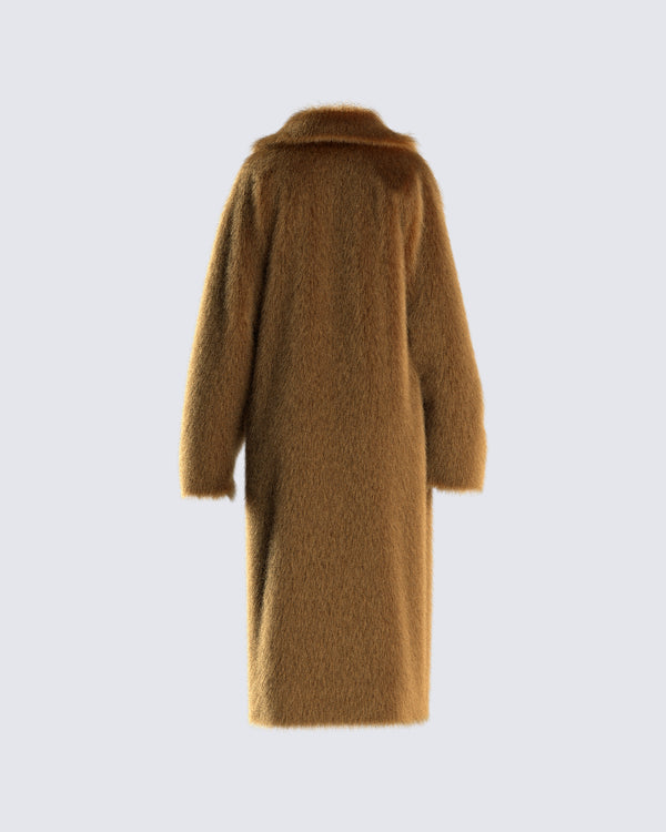 Finesse Parker Camel Vegan Fur Coat