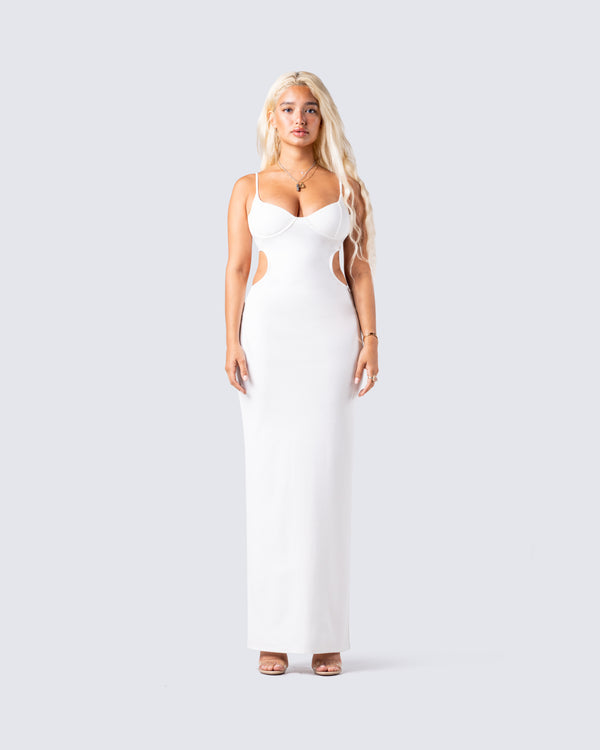 Finesse Patrice White Cut Out Maxi Dress