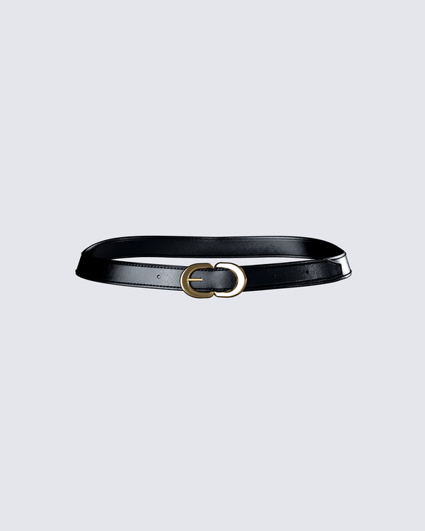 finesse Perla Black Faux Leather Belt