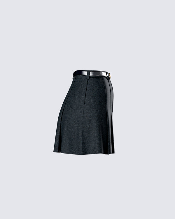 Finesse Perla Black Pleated Mini Skirt