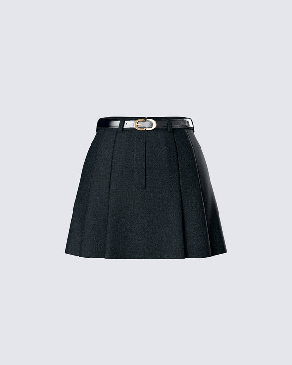 finesse Perla Black Pleated Mini Skirt