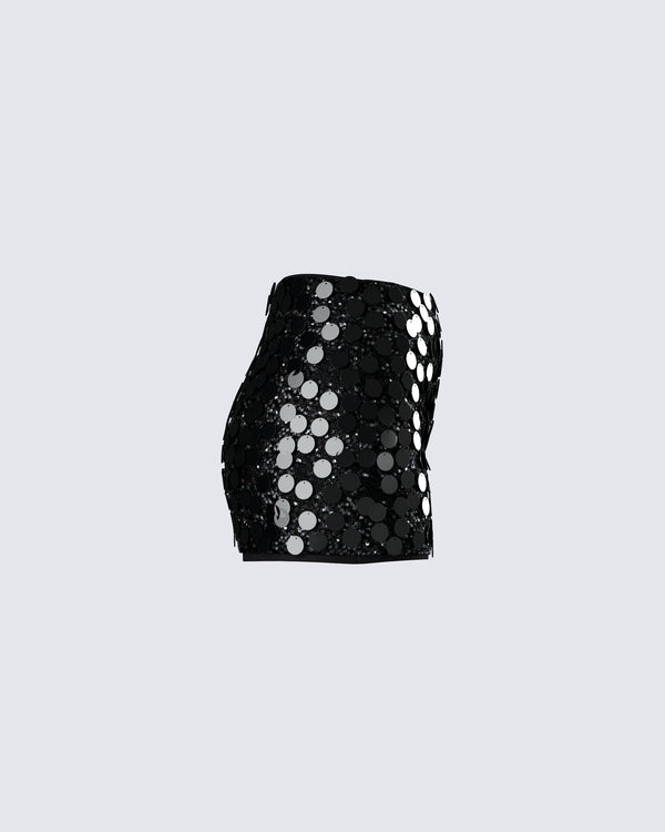 Finesse Philo Black Sequin Mini Skirt