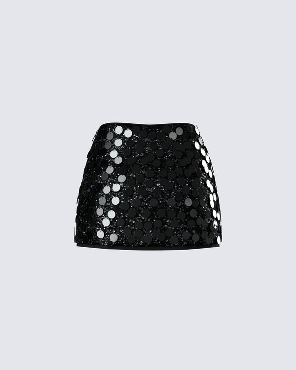 Finesse Philo Black Sequin Mini Skirt