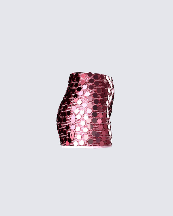 Finesse Philo Pink Sequin Mini Skirt