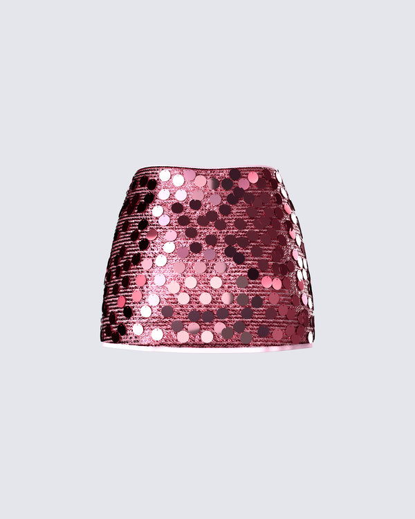 Finesse Philo Pink Sequin Mini Skirt