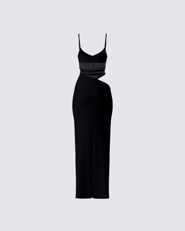 Finesse Philomena Black Mesh Window Maxi Dress