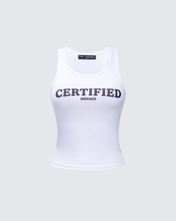 finesse Phoenix White Ribbed Graphic Tank