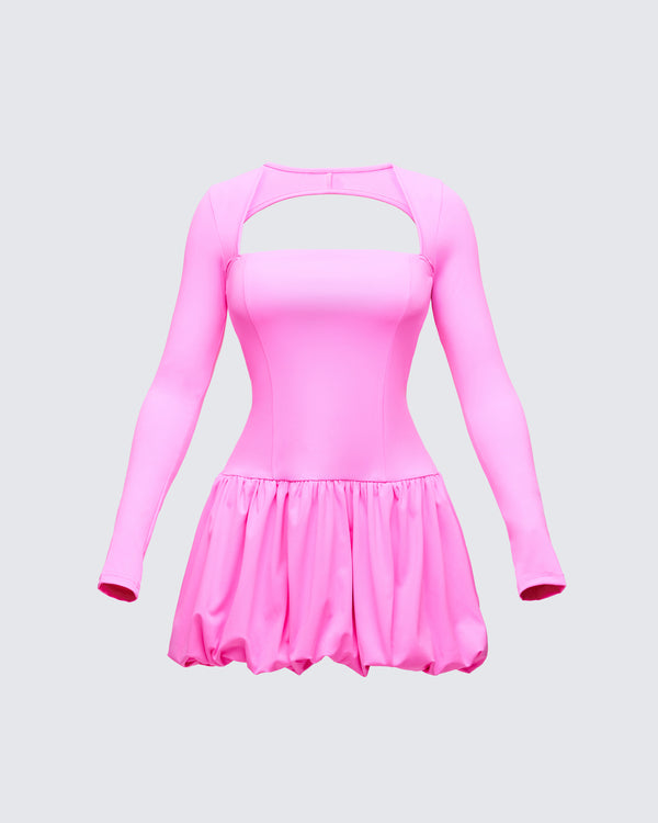 finesse Pili Pink Drop Bubble Hem Micro Mini Dress