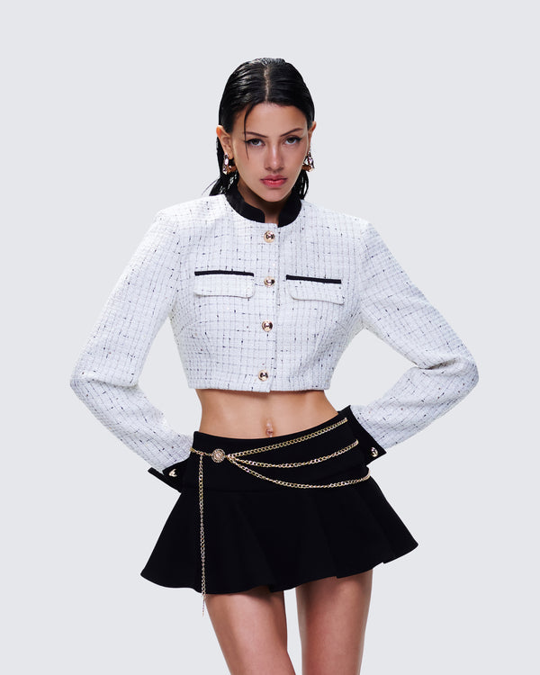 Finesse Pippa Ivory Tweed Cropped Jacket