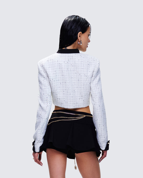Finesse Pippa Ivory Tweed Cropped Jacket