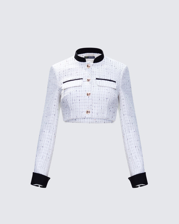 finesse Pippa Ivory Tweed Cropped Jacket